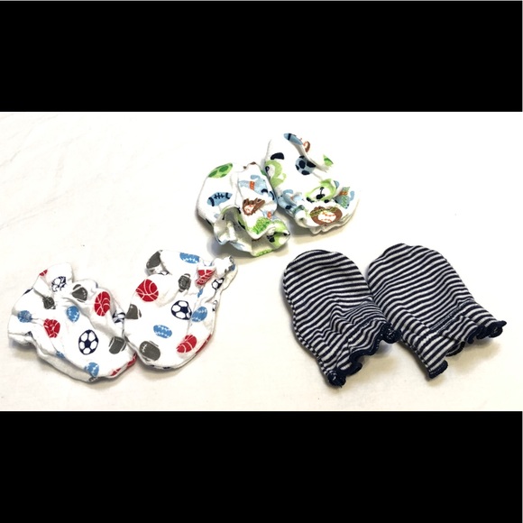 🧸NWOT Lot 3 newborn hats & 3 protective mittens - Picture 4 of 7